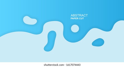 Banner with slime abstract background with blue paper cut waves. - Vector.
