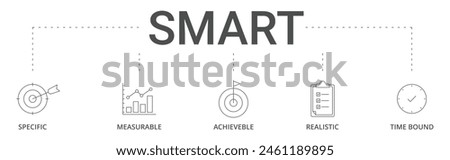Banner SMART concept with specific, measurable, achievable, realistic, time bound icon vector illustration