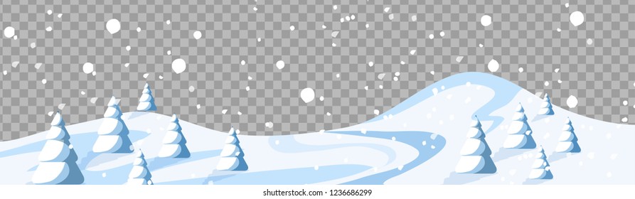 Banner with snow Christmas  ornaments isolated on transparent background. with hanging balls and christmas cap. Great for New year party footer, headers.