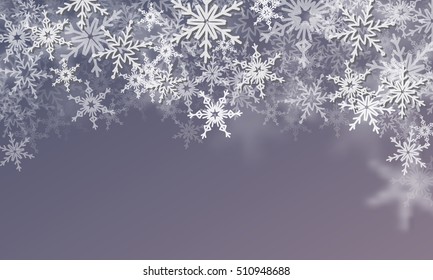 Banner with snowflakes. Christmas design, decor. Vector illustration. New Year Wallpaper.