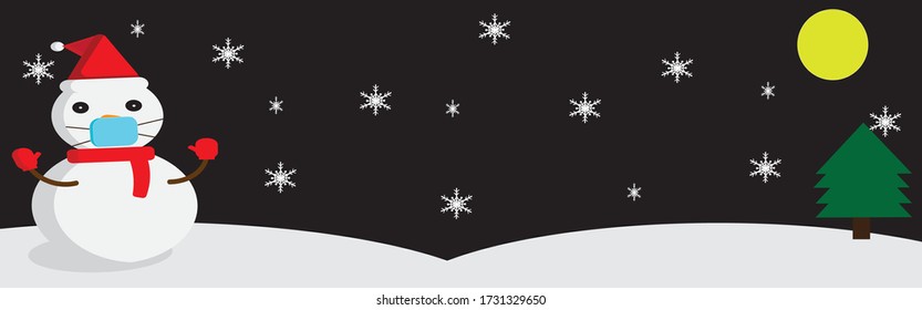 Banner Snowman Merry Christmas with mask EPS 10.