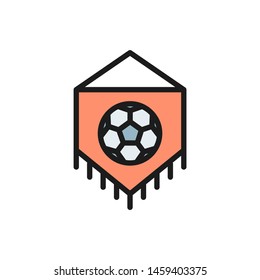 Banner with soccer ball flat color icon.