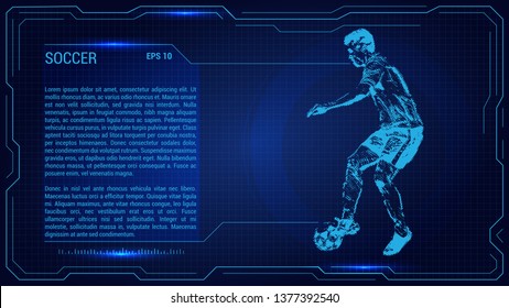 Banner soccer. Futuristic football banner with space for text. Banner in blue tones
