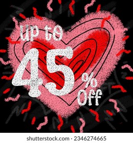 Banner social media ad store ads up to 5 10 15 20 25 30 35 40 45 50 60 70 80 90 percent off with pink heart background