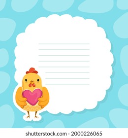 Banner with Space for Text with Cute Yellow Chicken, Poster, Card, Invitation Template Vector Illustration