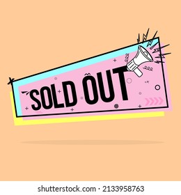 banner with speaker logo and sold out text in modern and trendy design. Pink background banner vector, suitable for advertising, selling fashion products, and online businesses