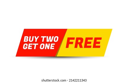 banner special Buy two get one free bogo template voucher. Special shop store discount tag, sticker, label to buy two product for price of one isolated on white background