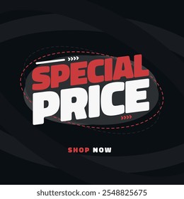 banner special price shop now vector black red