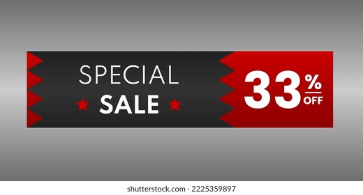 banner special sale price 33% off black and red