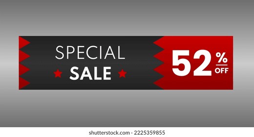 banner special sale price 52% off black and red