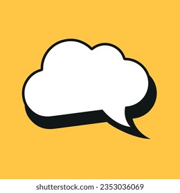 Banner, speech bubble, poster and sticker concept with sample text. vintage comic design, pop art style. white bubble message on bright yellow background