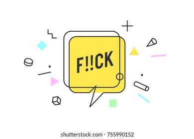 Banner, bocadillo de habla, póster y concepto de pegatina en estilo geométrico memphis con texto. Mensaje de icono en la nube hablar por banner, afiche, web. Diseño para emoción, culpa y curiosidad. Ilustración vectorial