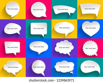 Banner, speech bubbles in flat design with shadows. Vector illustration.