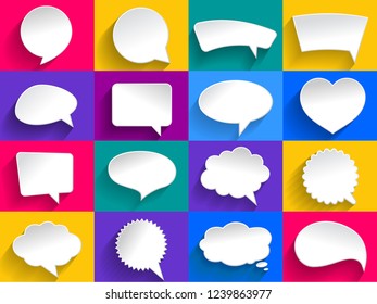Banner, speech bubbles in flat design with shadows. Vector illustration.
