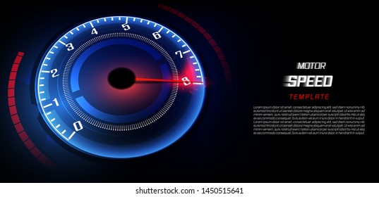 Banner Speed motion background with fast speedometer car. Racing velocity background.