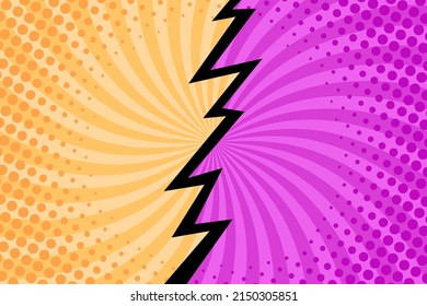 Banner Split Into Two Parts, Versus. Vector Background In Comic Book Style, Retro Pop Art.