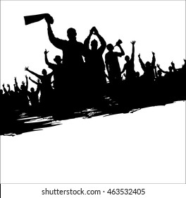 sports fans cheering silhouette