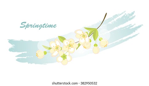 banner with spring flowering branches