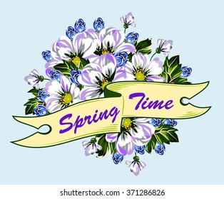 Banner with spring flowers