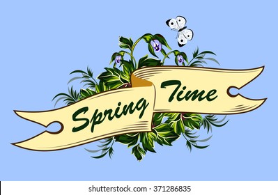 Banner with spring flowers