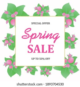 Banner spring sale. Vector illustration