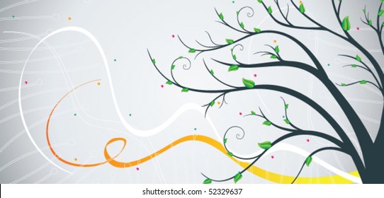 Banner with a spring tree