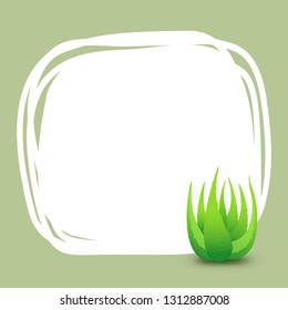 banner square frame aloe vera plant for background green advertising, blank banner aloe vera leaves for copy space, clip art aloe vera banner ad, empty template aloe vera for cosmetics cream products