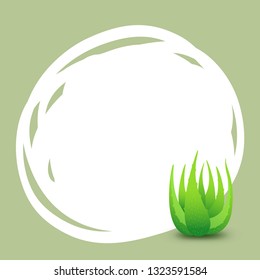 banner square frame aloe vera plant for background green advertising, blank banner aloe vera leaves for copy space, clip art aloe vera banner ad, empty template aloe vera for cosmetics cream products