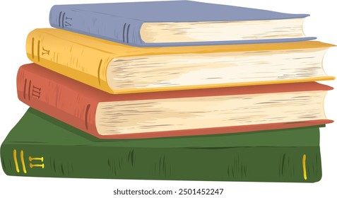 A banner with a stack of thick books to insert your item or lettering. Vector illustration on the topic of school education and knowledge. You can put your text or item on top of the stack of books as