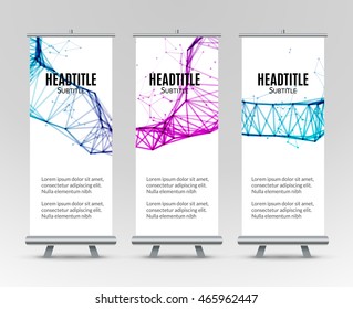 Banner Stand Design Template with Abstract Geometric background. Promotional template.