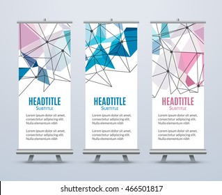 Banner Stand Design Template with Abstract Geometric background. Promotional template.