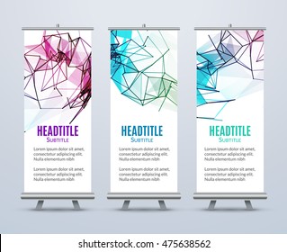 Banner Stand Design Template with Abstract Geometric background. Promotional template.