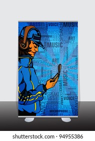 Banner stand display with identity background ready for use