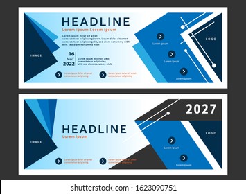 banner stand template design, Blue banner layout, advertisement, flag-banner, infographics, presentation