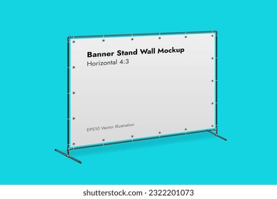 Banner Stand Wall on Blue Background Vector Illustration.