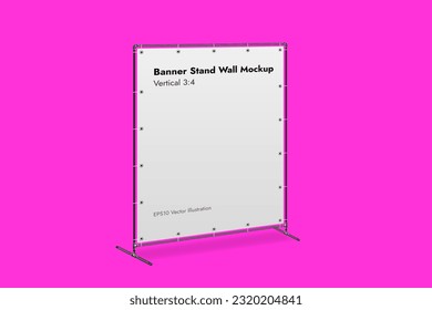 Banner Stand Wall on Pink Background Vector Illustration.