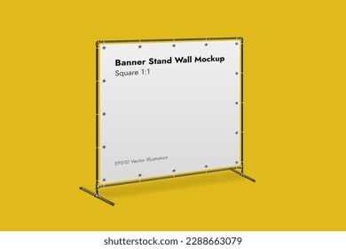 Banner Stand Wall on Yellow Background Vector Illustration.