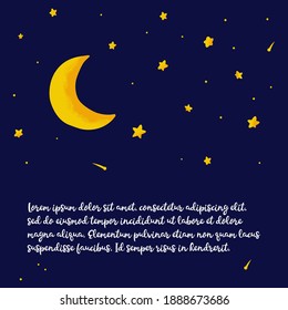 Banner with a starry sky. Hand drawn illustration with space elements.