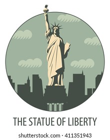 banner with statue of Liberty in background of New York