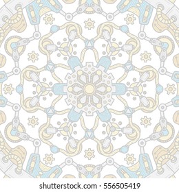 Banner with steampunk design elements. Steam mechanic elements. Steampunk ornament background. Vector illustration.