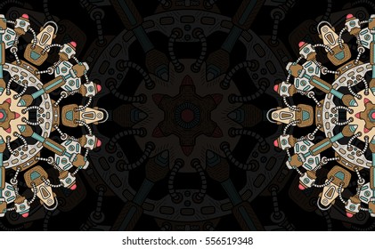 Banner with steampunk design elements. Steam mechanic elements. Steampunk ornament background. Vector illustration.