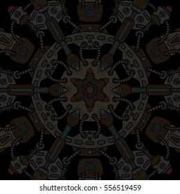 Banner with steampunk design elements. Steam mechanic elements. Steampunk ornament background. Vector illustration.