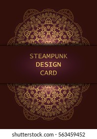 Banner with steampunk design elements. Steam mechanic elements. Steampunk ornament background. Vector illustration.