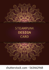 Banner with steampunk design elements. Steam mechanic elements. Steampunk ornament background. Vector illustration.