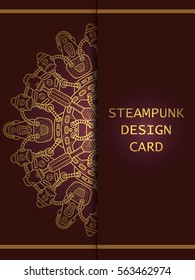 Banner with steampunk design elements. Steam mechanic elements. Steampunk ornament background. Vector illustration.