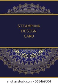 Banner with steampunk design elements. Steam mechanic elements. Steampunk ornament background. Vector illustration.