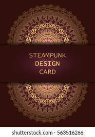Banner with steampunk design elements. Steam mechanic elements. Steampunk ornament background. Vector illustration.