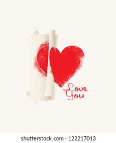 banner with a stencil and print heart