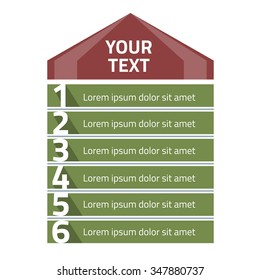 Banner steps infographic template. Structure of the house