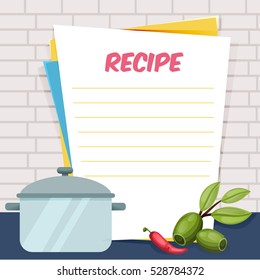 Banner, Sticker, A Note For The Recipe. Cooking Recipe. Cooking Book. Tools For The Design Of Brochures, Flyers, Web Banners. Recipe Box. Recipe Cards